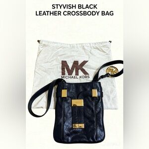 Authentic leather, Michael Kors Black and Gold Messenger Bag